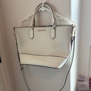 Michael Kors Cream Satchel with Gold Accents
